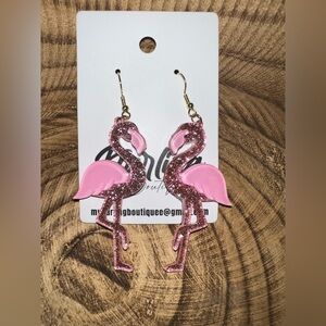Pink Flamingo Dangle Earrings -